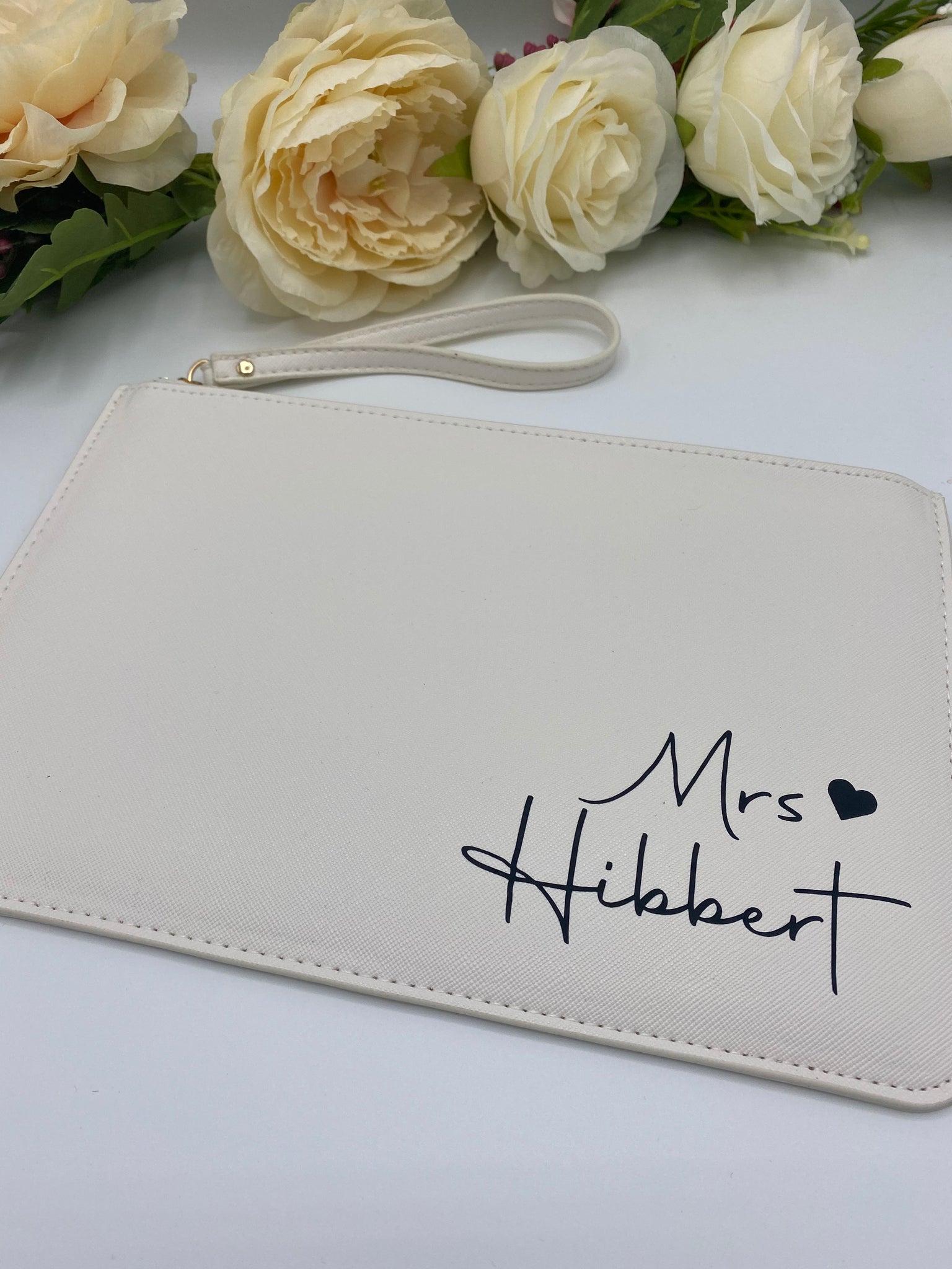 White Personalised Clutch Bag