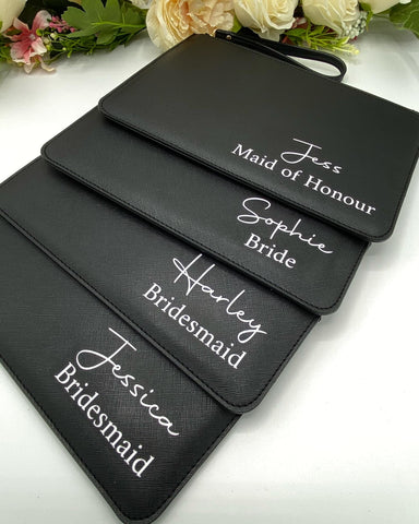 Black Personalised Clutch Bag