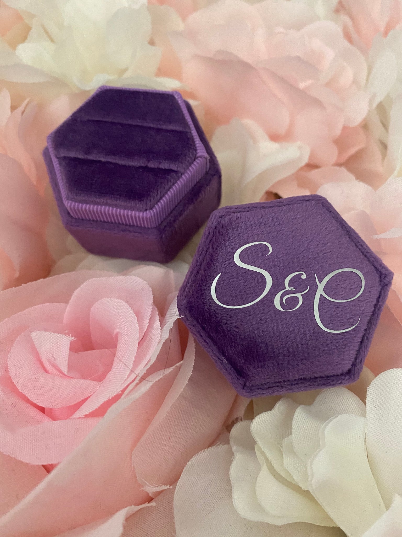 Personalised Double Velvet Ring Box