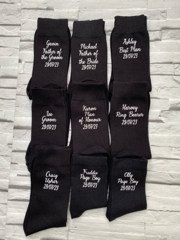 Mens Black Personalised Socks