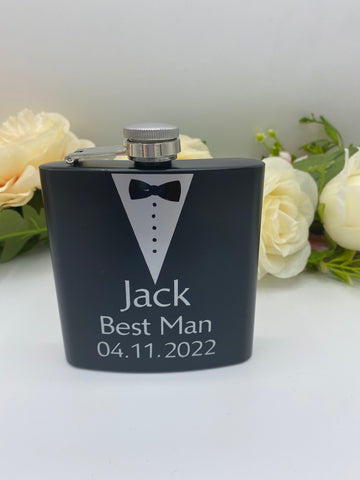 Personalised Matt Black Hipflask